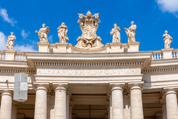 Statues of saints and apostles on colonnade of St. Peter's basilica, Vatican