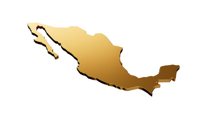 Mexico gold stone map isolated on white background. 3d illustration