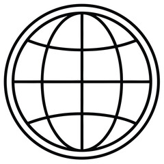 Earth globe icon vector illustration print flyer poster sign isolated sketch freehand outline hand drawn picture, a round symbol of our planet for global web and travel design