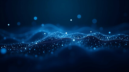 Digital Background Abstract blue fractal shapes connect like data points over a dark field