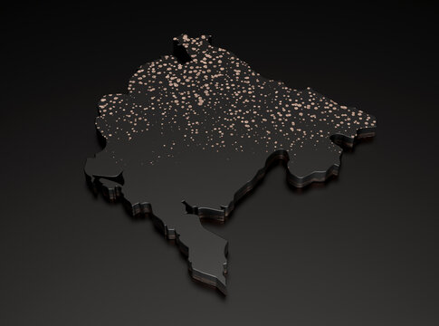 Montenegro Black stone texture map isolated on black with shadow. 3d illustration - Powered by Adobe