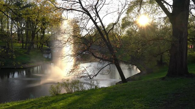 Bastion Hill city park (Bastejkalns Park) in Riga, Latvia	