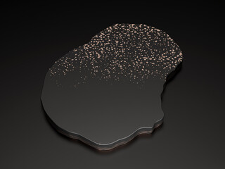 Nauru Black stone texture map isolated on black with shadow. 3d illustration