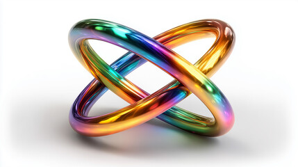Colorful intertwined rings creating a vibrant three-dimensional design in bright sunlight