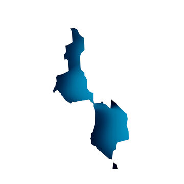 Malawi Map 3d inner extrude map Sea Depth in blue with inner shadow isolated on white. 3d illustration