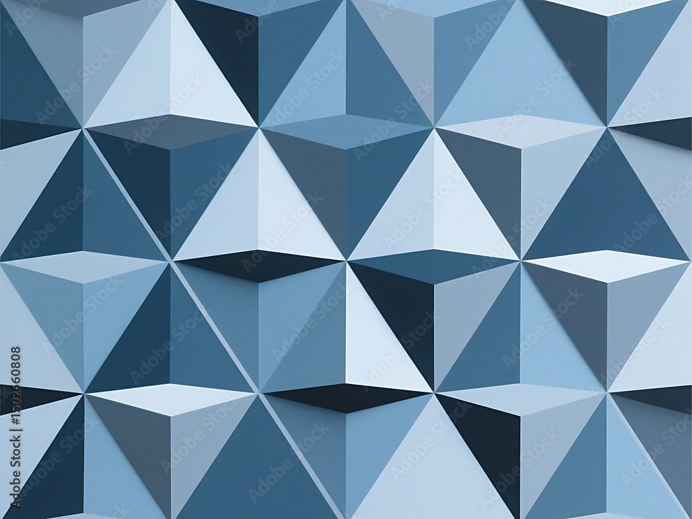 Poster geometric pattern of blue and gray pyramids creating a three dimensional texture