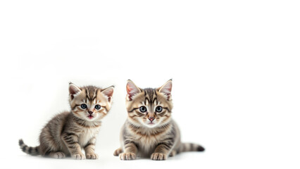 Adorable ginger kitten with blue eyes sits on a soft white surface, looking curiously at the camera. Perfect for pet, cute animal, and lifestyle themes.