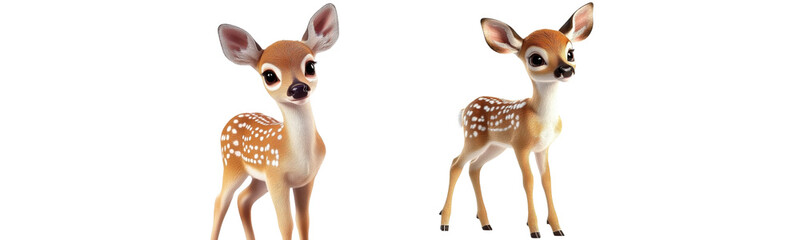 cute fawn deer, two adorable baby deers on transparent background