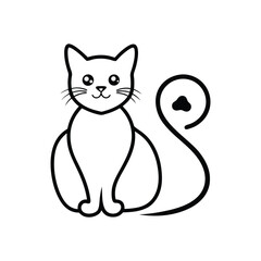 cat black line art vector symbol