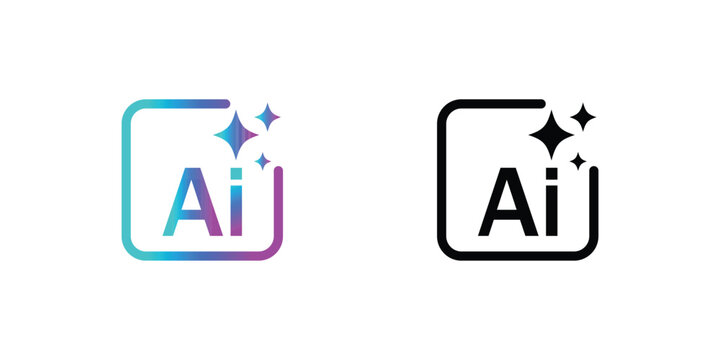 Generative AI logo icon with star and square icon. Artificial intelligence and Machine learning sign icon concept. Tools for generate from the text. Icon element for app and web.