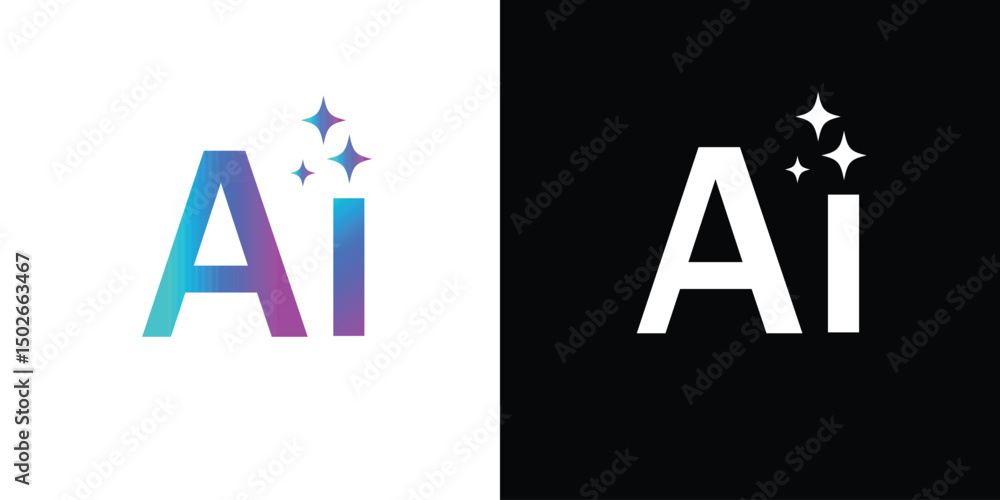 Fototapete Generative AI logo icon with star and square icon. Artificial intelligence and Machine learning sign icon concept. Tools for generate from the text. Icon element for app and web.