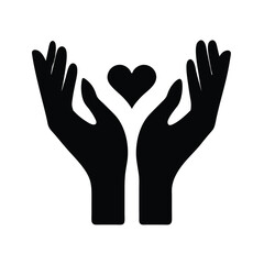 Silhouette vector hands with heart