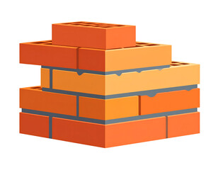 Stack of bricks, showing construction process with mortar