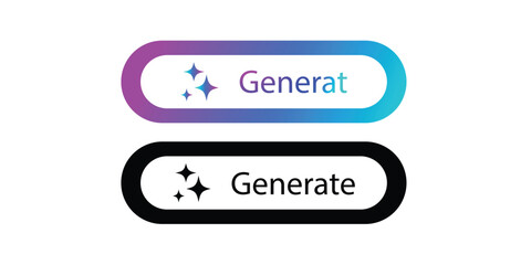 AI generated icon on white background. AI generate button and AI star and square icon. Artificial intelligence and Machine learning icon button concept in trendy neumorphic style.
