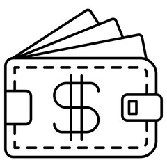 wallet icon suitable for finance apps, digital banking interfaces, budgeting tools, and payment-related graphics