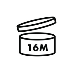 16month Period after opening cosmetic Icon vector.