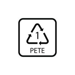 PETE Plastic Free Recycle Black logo icon vector sign