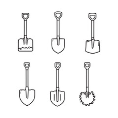 minimalist outline drawing of a shovel tool vector