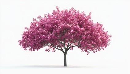 Obraz premium Pink flowering tree against white background (1)