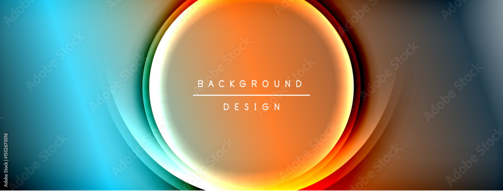 Aufkleber Abstract background features concentric circles. Blue, orange hues blend smoothly. Modern design element for digital projects.