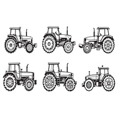 minimalist tractor sketch style for rural farm scenes