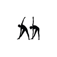 Fototapeta premium silhouette of person doing side stretches on white background