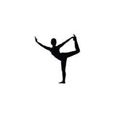 silhouette of person doing yoga pose on white background
