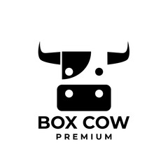 Box Cow Head logo icon design illustration