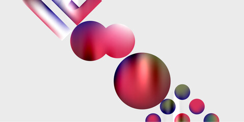 Abstract composition featuring vibrant spheres, gradients, light streaks. Minimalist design, modern aesthetic, dark background.