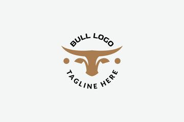 bull head logo design. logo icon vector illustration silhouette