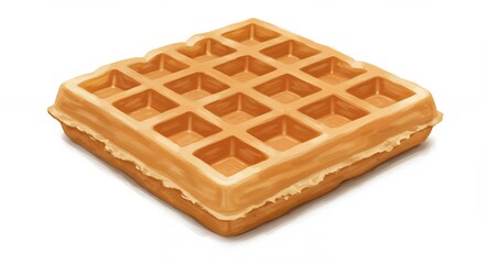 Isolated waffle with square grid pattern and light brown color