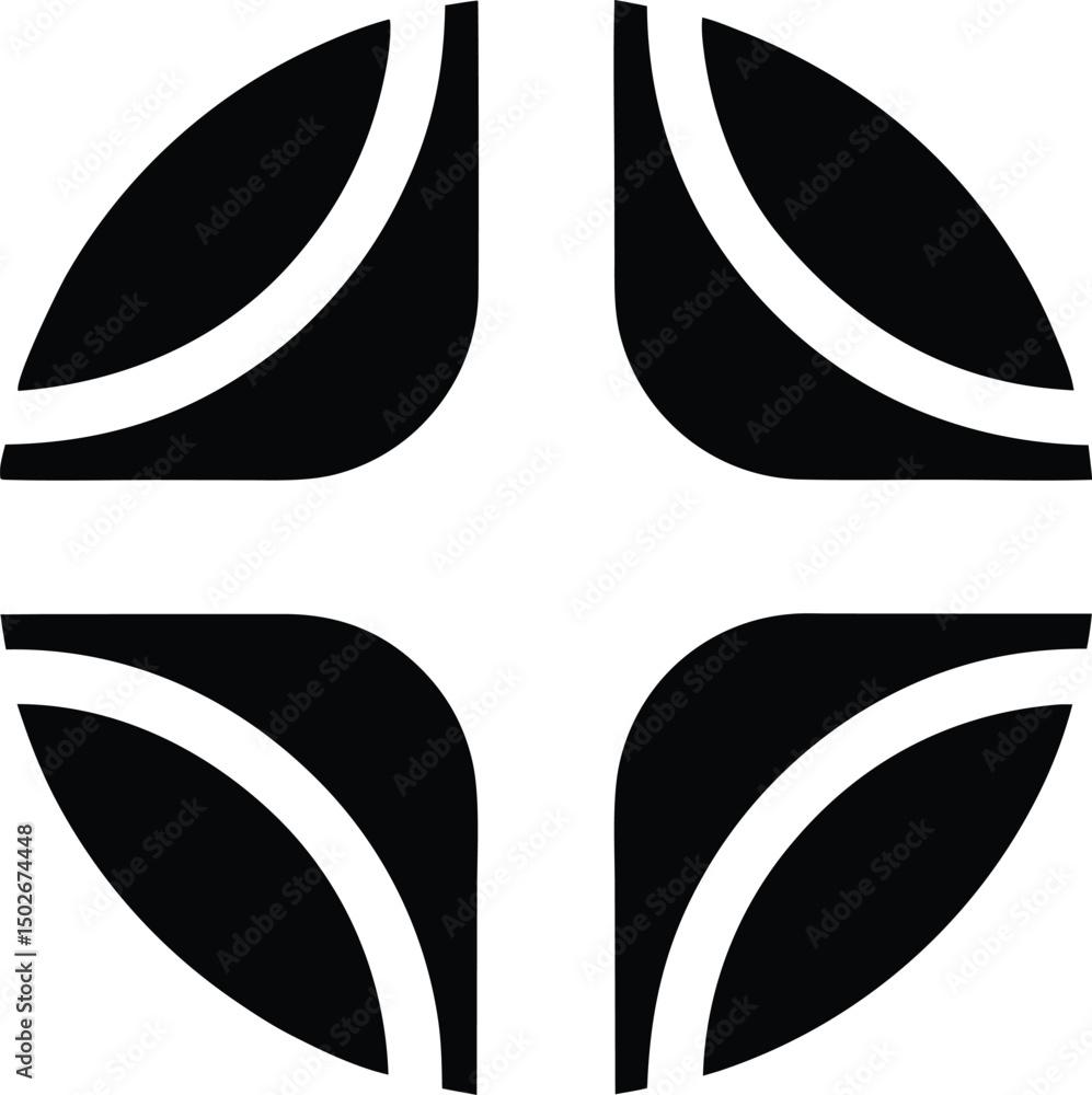 Poster a vector set of black and white abstract icons and symbols with nature elements and hand-drawn shape