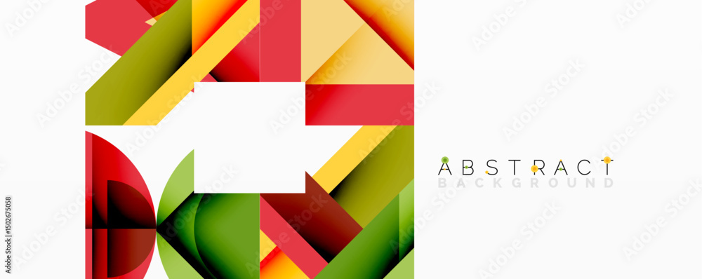 Aufkleber Geometric shapes overlap creating vibrant colorful design. Modern abstract background suitable for various projects.