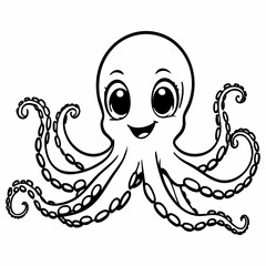 Obraz premium Adorable Cartoon Octopus Illustration for Kids Coloring Book