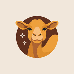 Camel standing in a brown circle, suitable for desert themed designs, travel brochures, animal conservation awareness campaigns, and ethnic decor.