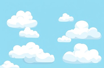 A cartoon illustration of a clear blue sky with white fluffy clouds