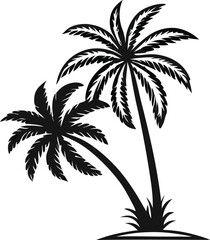 Obraz premium Tropical beach with palm tree silhouettes