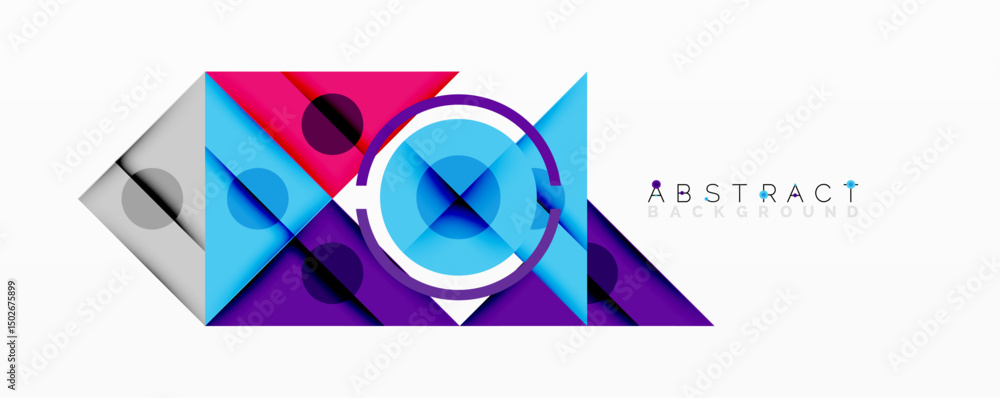 Aufkleber modern graphic design. geometric shapes overlap, creating vibrant purple, blue, silver composition. 