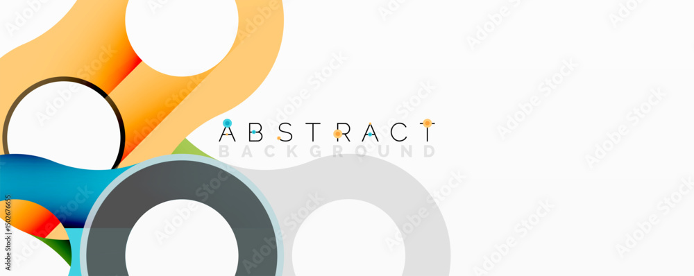 Poster modern design features overlapping circles, vibrant colors, gradients. clean aesthetic suitable for 