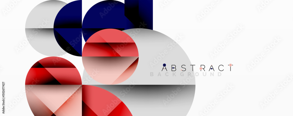Aufkleber Modern abstract design. Overlapping circles create dynamic composition. Red, blue, white hues dominate visual space. Minimalist aesthetic.