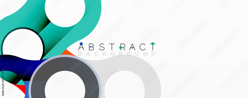 Poster Modern abstract design. Overlapping colorful circles create dynamic composition. Minimalist style, clean lines, bright hues.