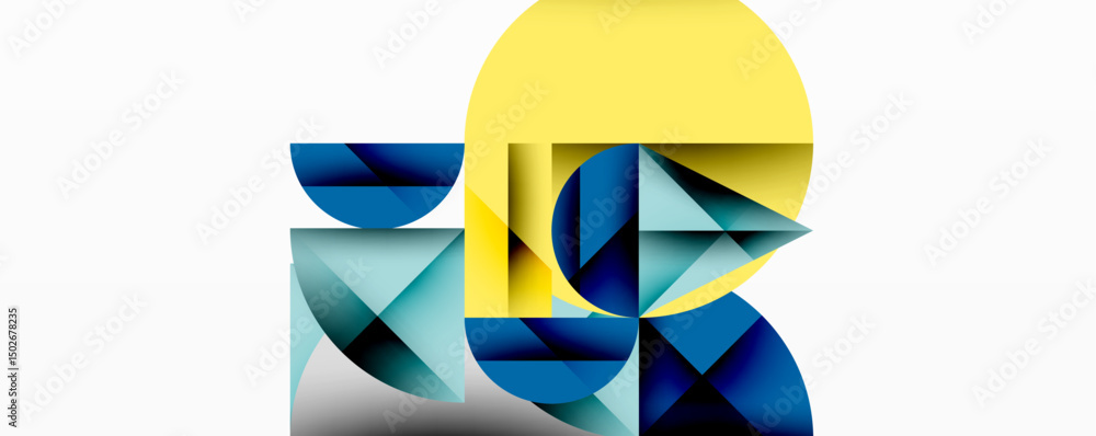 Leinwandbilder abstract geometric composition. shapes overlap, creating dynamic visual interest. yellow circle cont
