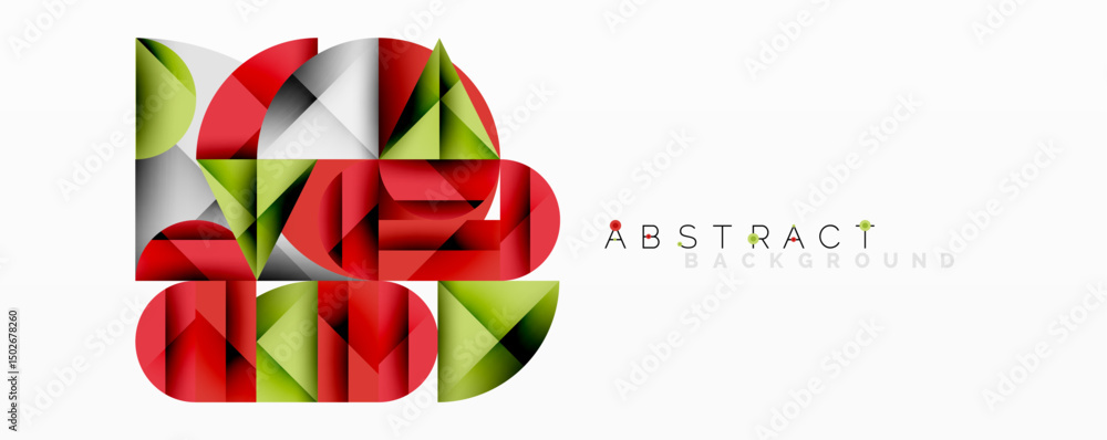 Poster geometric shapes overlap, creating vibrant colorful design. modern aesthetic, suitable for backgroun