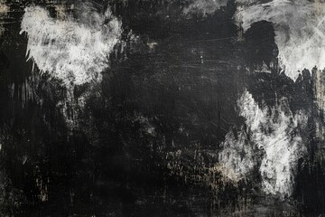 A dark, textured background with white paint splatters