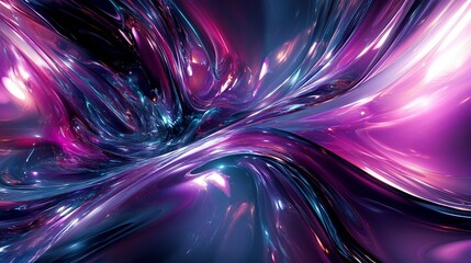 Abstract Purple and Blue Liquid Galaxy Fractal Art