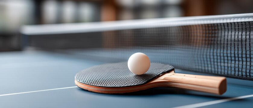 Ping Pong Ball on a Table Tennis Racket
