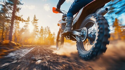 Adrenaline Rush: Motocross Rider in Autumn Forest