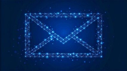 Abstract Blue Glowing Email Symbol Network Connection Design for Digital Communication Technology