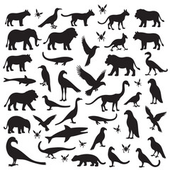 Animal Silhouette Vector Art, Icon illustration designs.