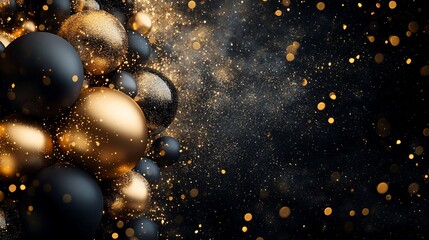 Opulent Black and Gold Festive Spheres Background